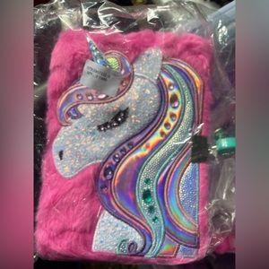 Soft furry unicorn diary that locks